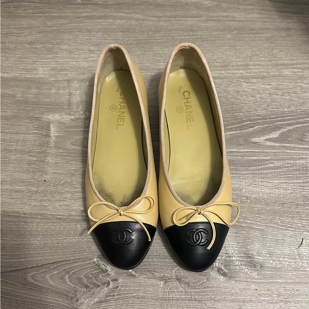 COPY - Chanel Lambskin Cap Toe Ballerina Flats
